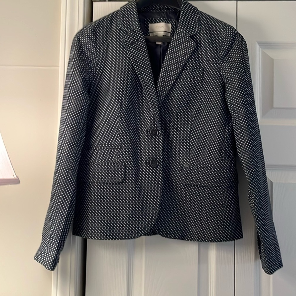 J. Crew Navy polka Dot Schoolboy Jacket